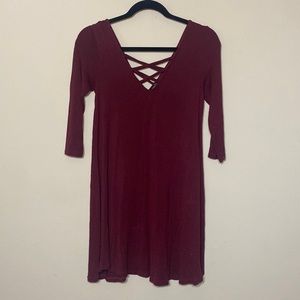 Maroon half sleeve dress